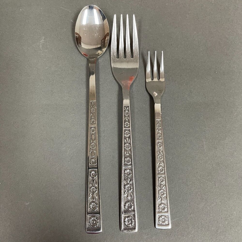 Serta by Imperial Stainless‎ Steel Teaspoon Forks Cocktail Flatware Lot of 3